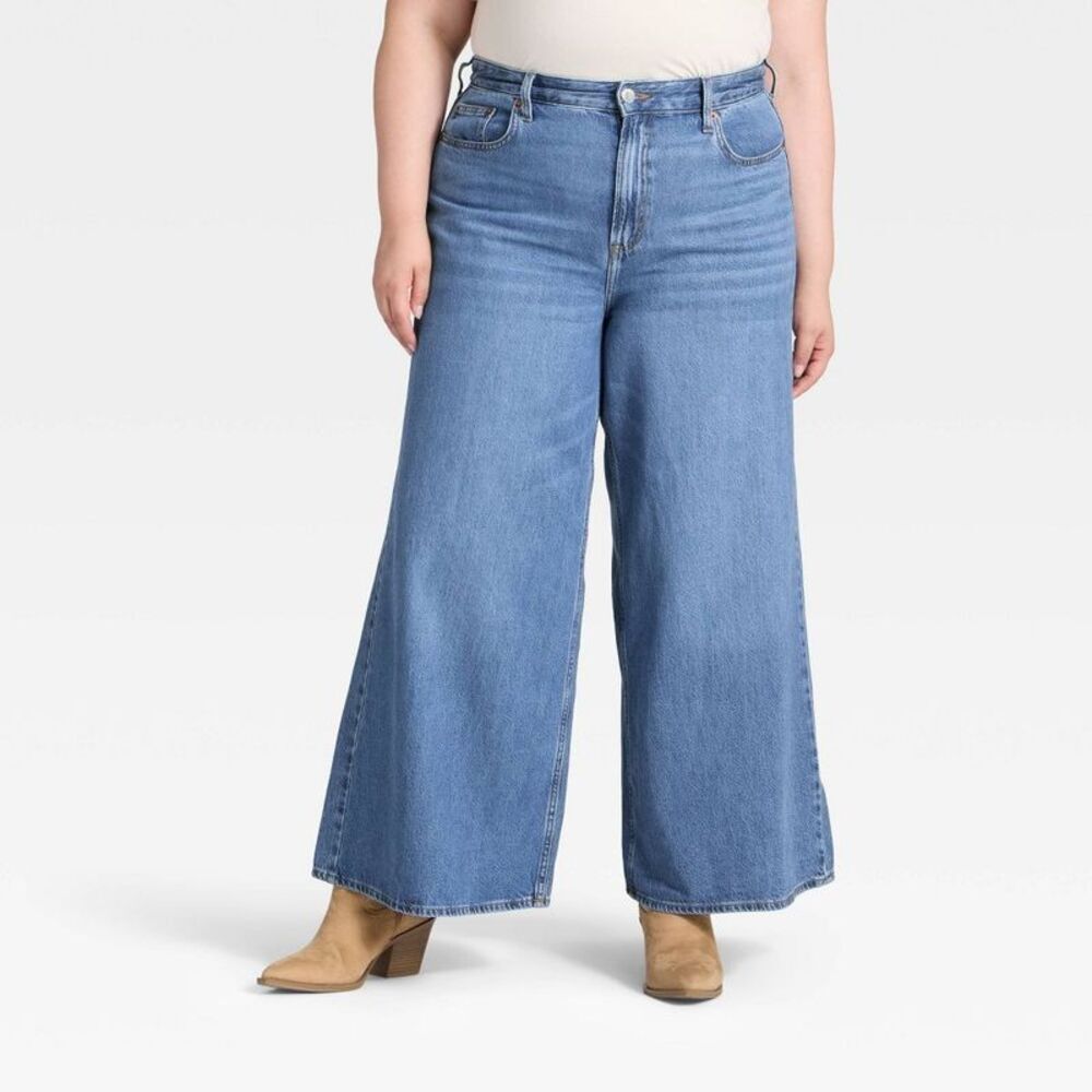 Women's Highest-Rise Palazzo Wide Leg Jeans - Vintage Medium Wash 18